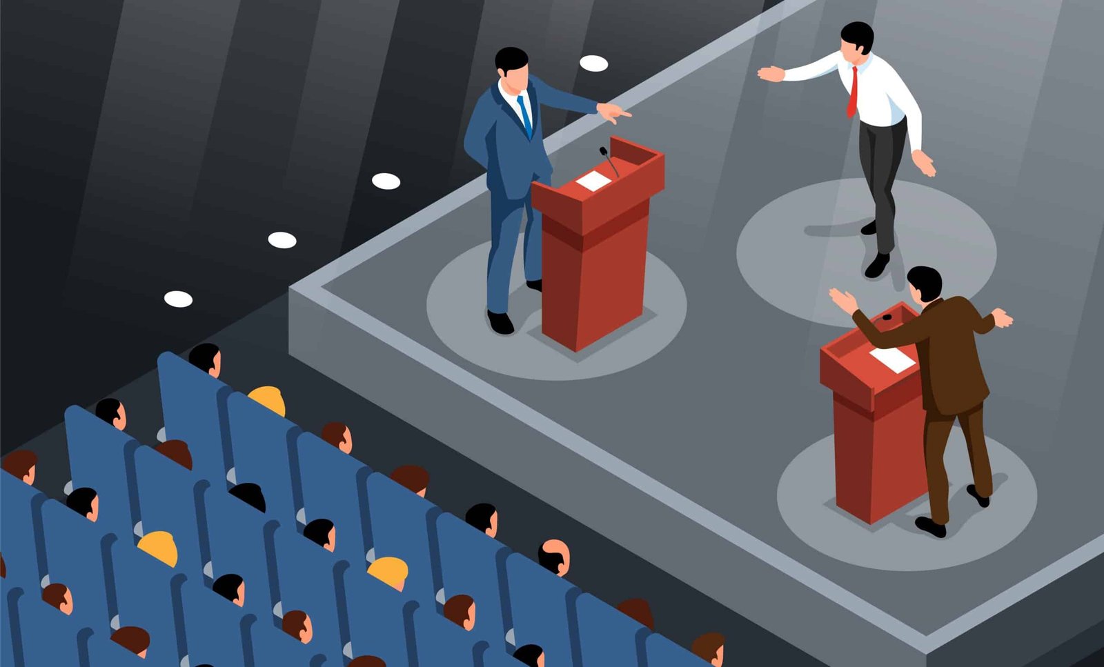 Isometric Debate Illustration