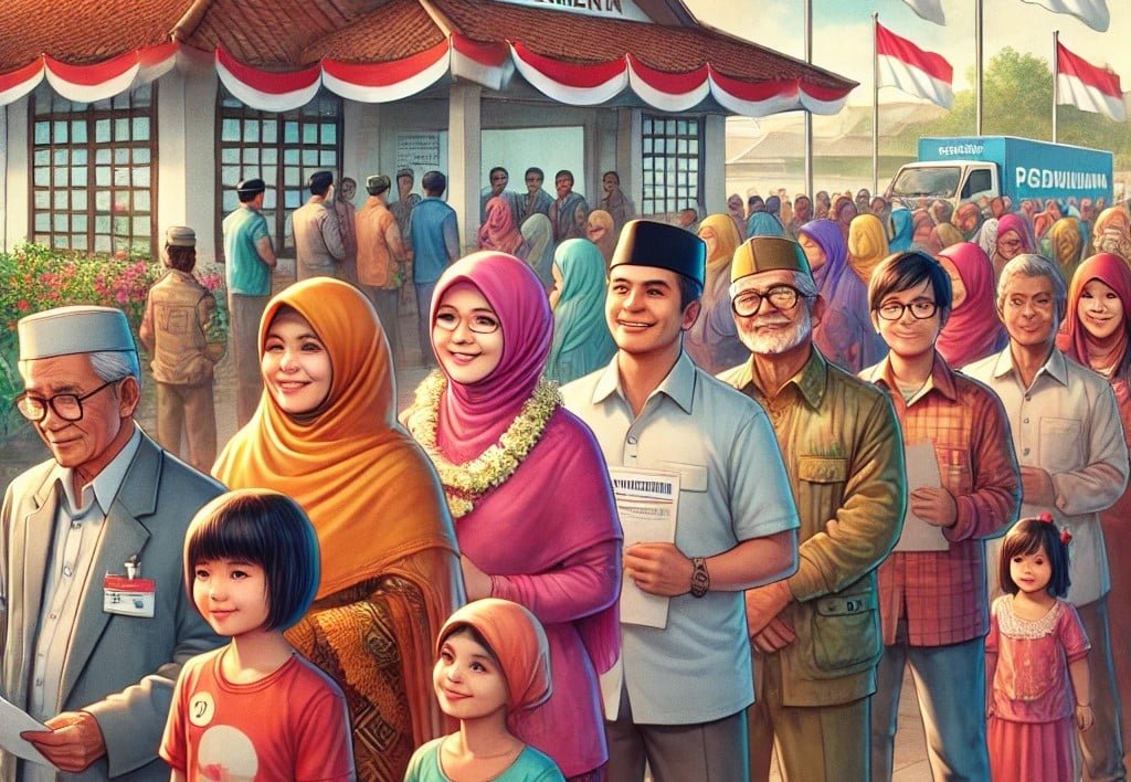 Ilustrasi antri bansos